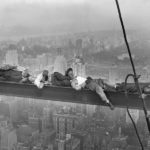 30 Sep 1932, Manhattan, New York, New York, USA --- Four construction workers take a nap, balanced on a steel girder hung 800 feet over Manhattan, during the construction of the Radio City Music Hall. --- Image by © Bettmann/CORBIS